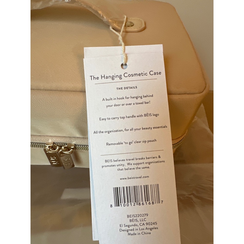 BEIS The Hanging Cosmetic Case Beige Travel Makeup Bag BEIS220279 NWT